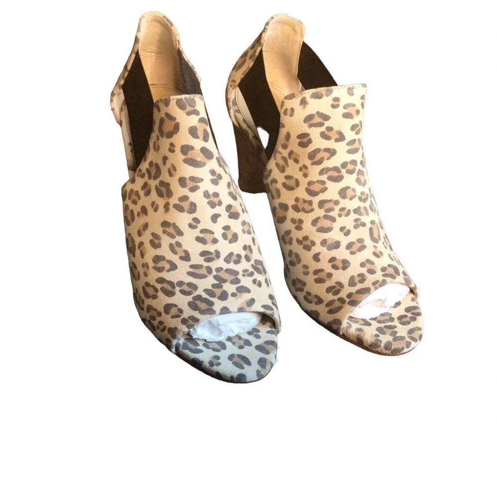 NWT Marchez Vouz Blue Leopard leather wedge heel shoes sz 9,5‎